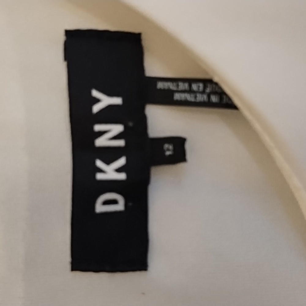 DKNY DRESS, BLACK, WHITE, TAN, BEAUTIFUL CUT, PERFECT CONDITION, SZ 12. - Picture 9 of 11